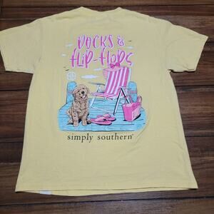 Simply Southern Youth Yellow Tee "Docks & Flip Flops" - Youth Small